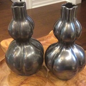 Set of 2 Pewter Curvy Home Decor Vases